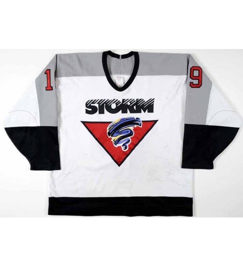 Custom OHL Guelph Storm 1993-96 19 Pittman Hockey Jersey Home White